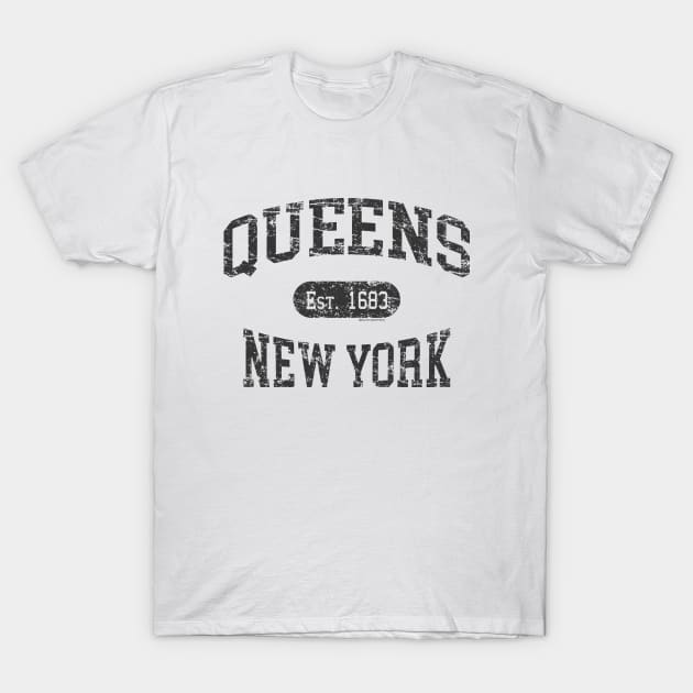 Queens NY Vintage Distressed Retro Print T-Shirt by FireflyCreative